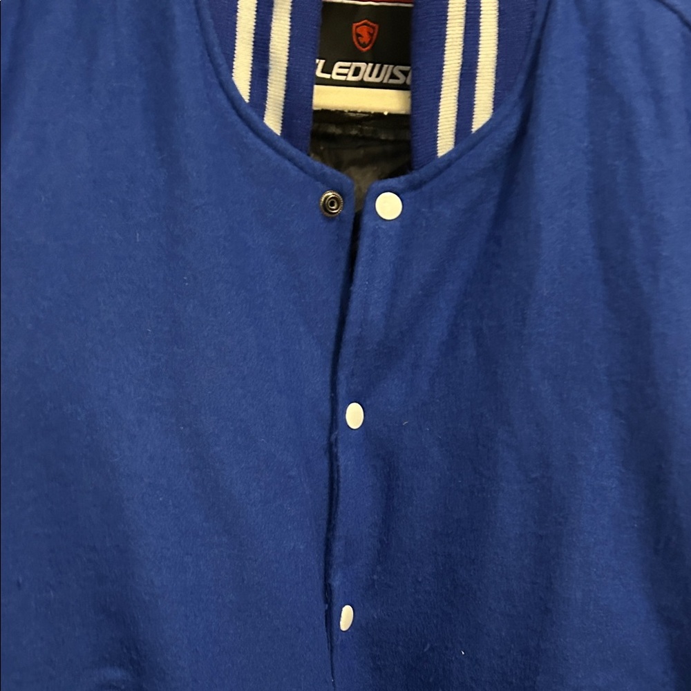 Stylish Blue and White Varsity Jacket - Picture 7 of 11